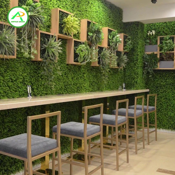 cỏ nhân tạo lót sàn quán cafe