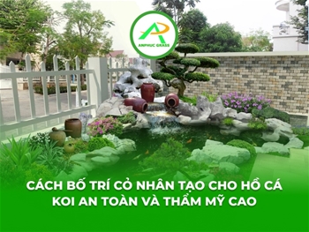 Cách bố trí cỏ nhân tạo cho hồ cá koi an toàn và thẩm mỹ cao